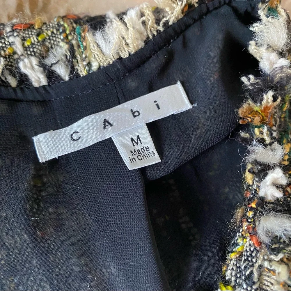 CAbi Fringe Blazer Wool Tweed Gold Button - Picture 8 of 10
